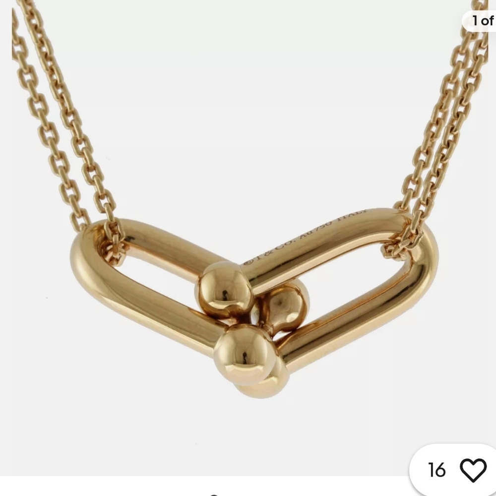 Tiffany&co necklace k18 pink gold hardware double link used